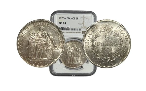 France 5 Francs 1876-A, Paris , NGC MS63 Ξένα νομίσματα